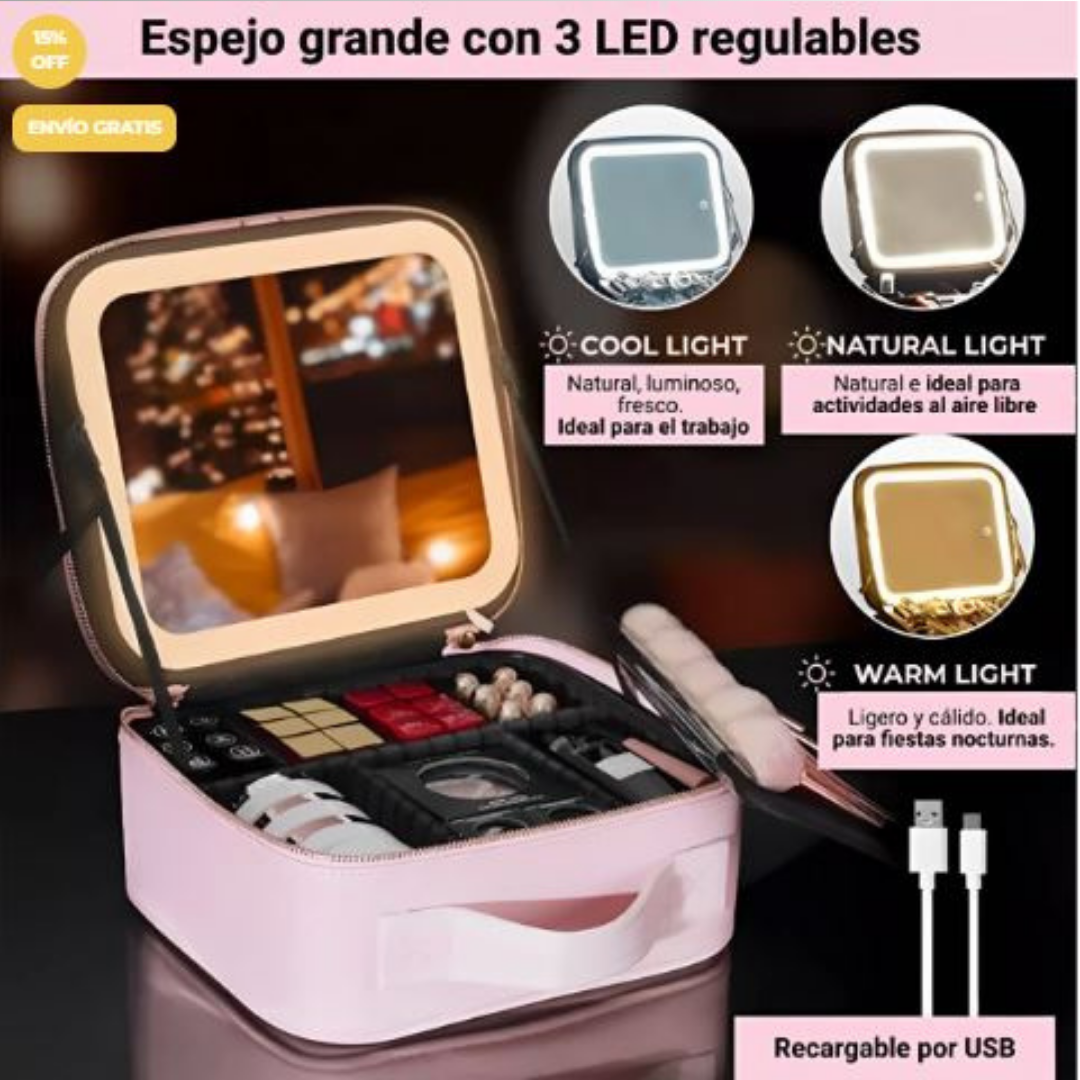Organizador de Maquillaje con Espejo Luz Led® | ENVIO GRATIS 🤩