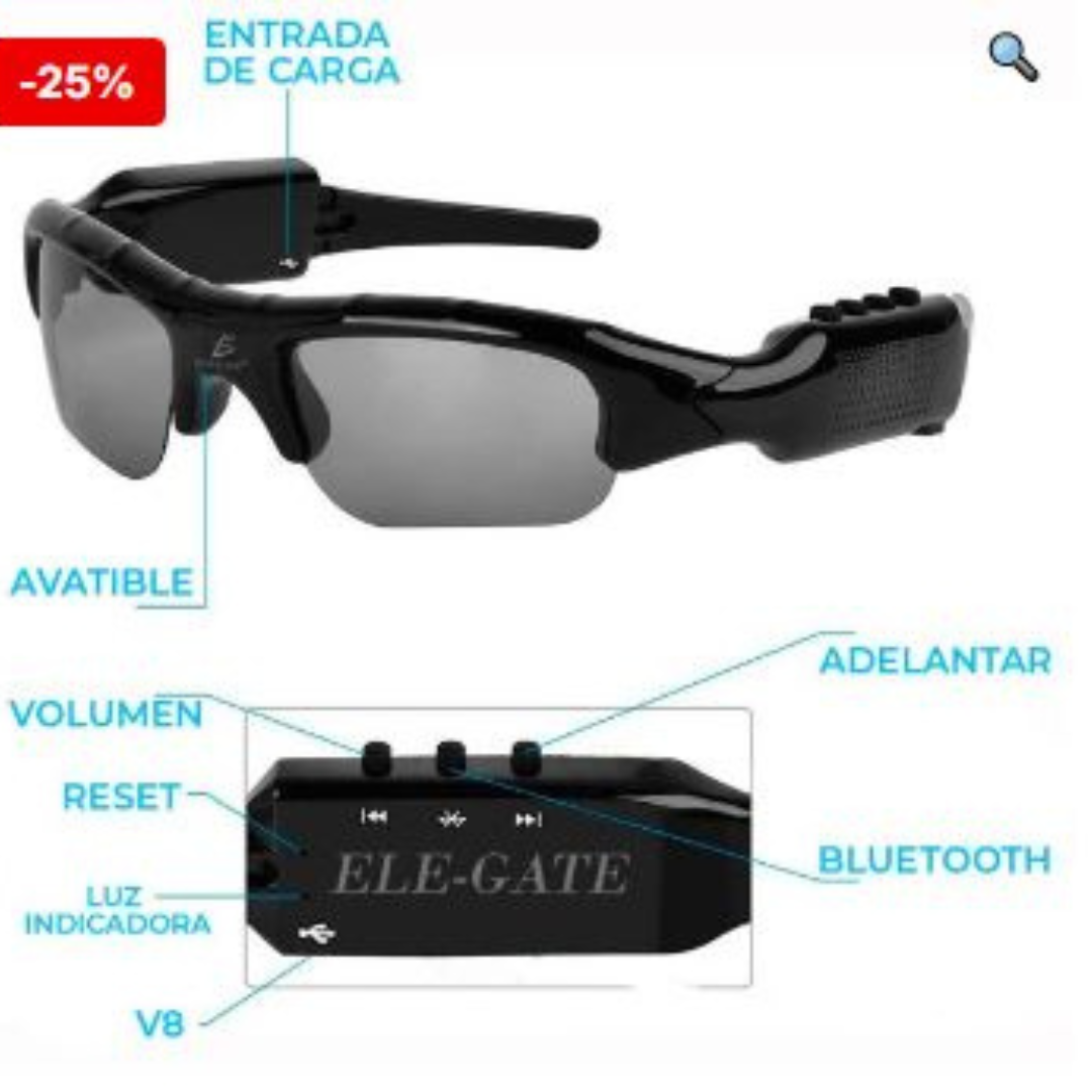 LENTES DE SOL CON BLUETOOTH 5.0 CON AUDIFONOS INALAMBRICO + ESTUCHE