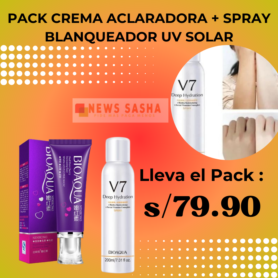 PACK ACLARADOR (CREMA ACLARADORA) + (SPRAY BLANQUEADOR/ PROTECTOR SOLAR)🤩