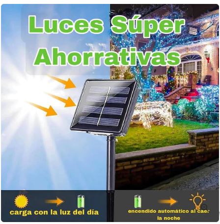 Luces Navideñas con Panel Solar (25 METROS) Multicolor | ENVIO GRATIS